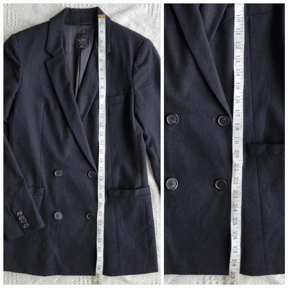 Aritzia Black Double Breasted Button Up Formal Business Textured Wool Blazer - Picture 10 of 12